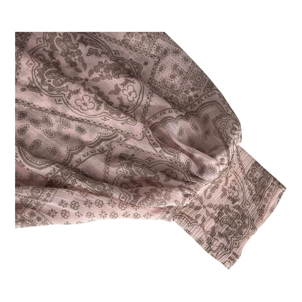 Free People Pink Long Sleeve Tie Front Blouse - Picture 4 of 10